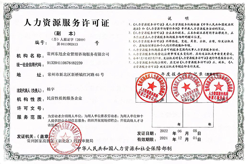 人力资源许可证