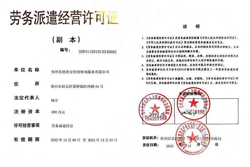 劳务派遣经营许可证